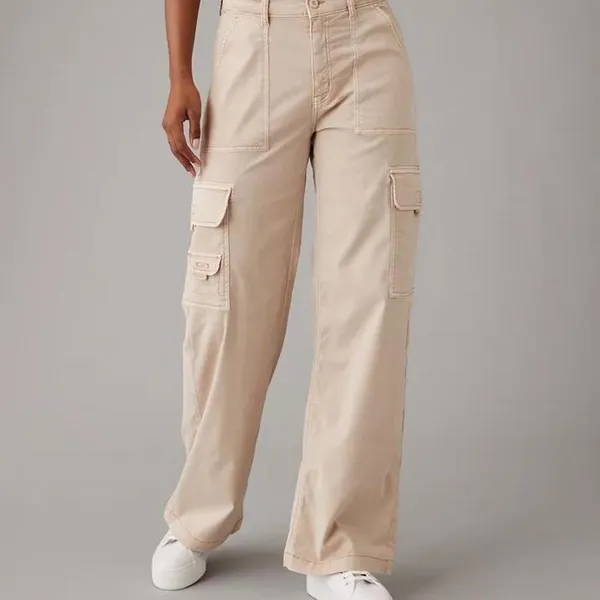 American Eagle cargo pants tan high-rise, straight-leg style sz 2 - Image 2