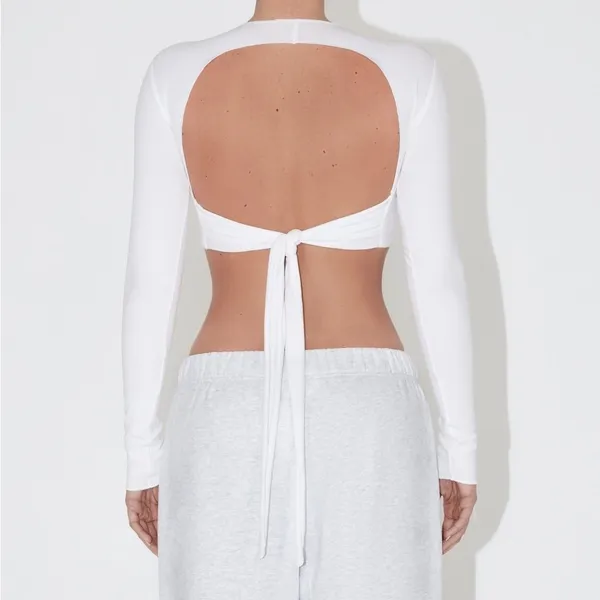 KHY Kylie Jenner Archive Long Sleeve Wrap Top in White Size Medium NEW - Image 3