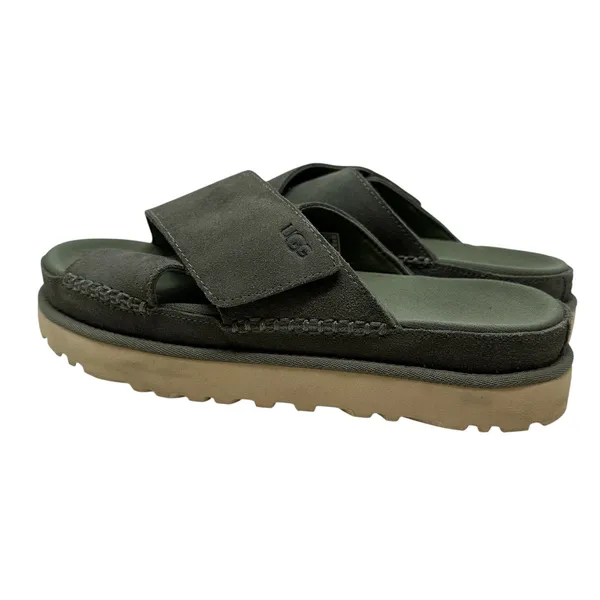 UGG‎ Goldenstar Cross Slide Sandal Olive Green Suede Size US 9.5 - Image 12