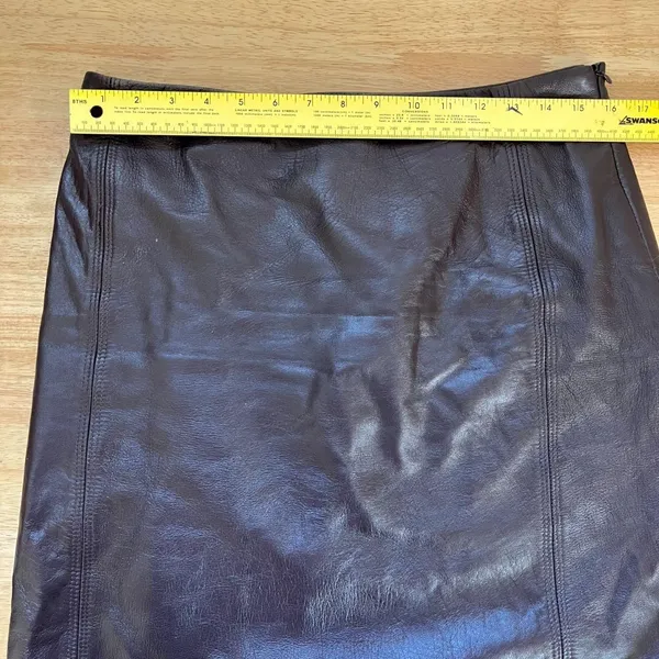 Vintage Made in Canada dark brown Genuine Leather Skirt 8 / M - Image 6
