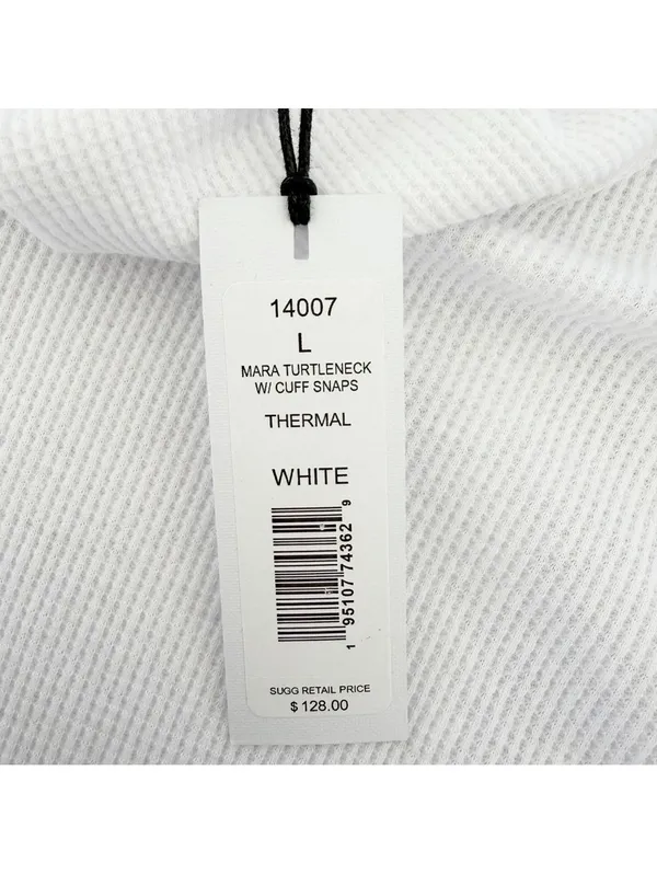 Michael Stars Mara Turtleneck Cuff Snaps Thermal White Size Large Neutral - Image 4