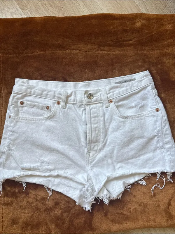 All Saints Distressed Cut Off Shorts White Size 27 - Image 2