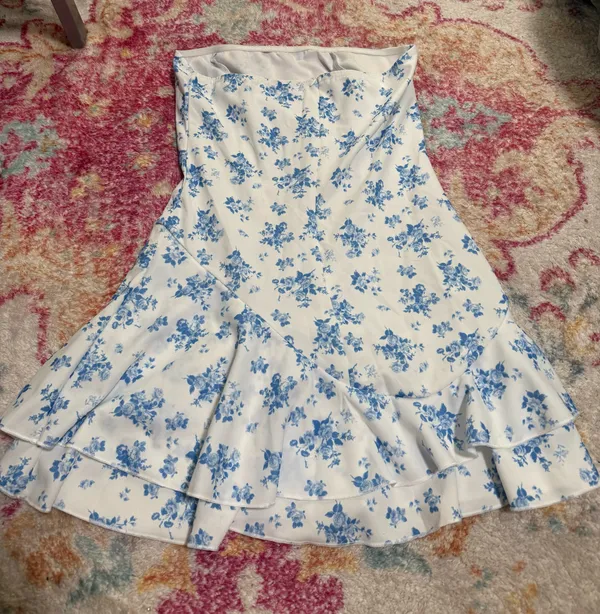 Floral blue print tube dress - Image 2