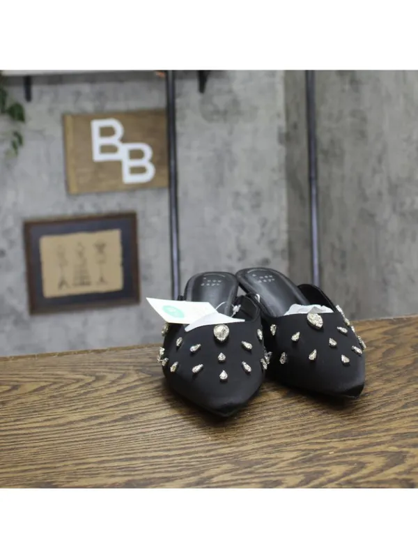 NWT A New Day Womens Katia Heels Satin Slip On Mules 94663382 Black 8.5M - Image 4