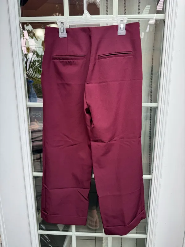 Y💐Zara Trafaluc Wide-Leg Pants in Burgandy - Image 2