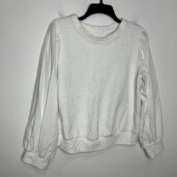 Anthropologie‎ Porridge white texture long sleeve sweatshirt blouse women medium - Image 4
