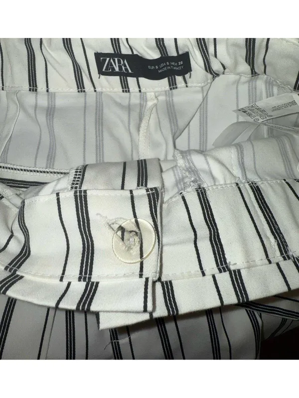 Zara paperbag shorts striped with belt, size Small - Image 4