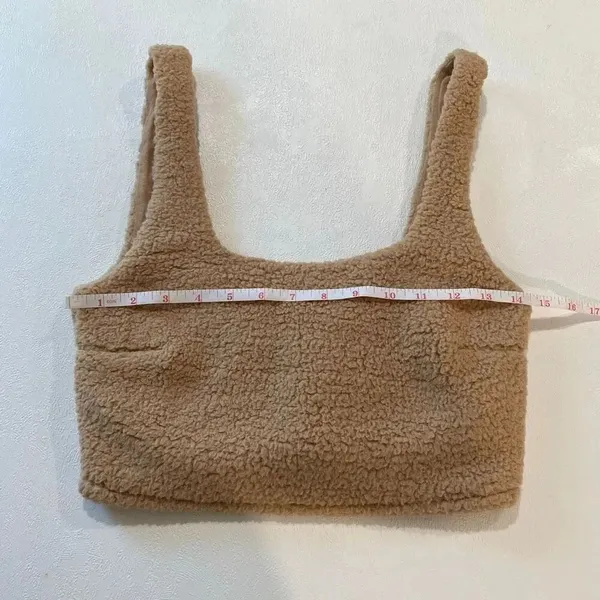 Gilly Hicks Sherpa Fleece Tank Top Size S Tan Cozy Cropped Teddy NWT - Image 6