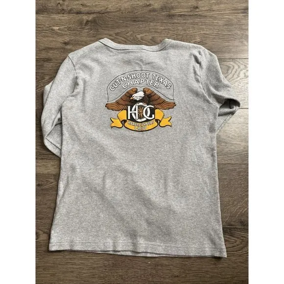 Womens harley davidson group long sleeve v neck‎ shirt Cut-N-Shoot Texas size XL - Image 2