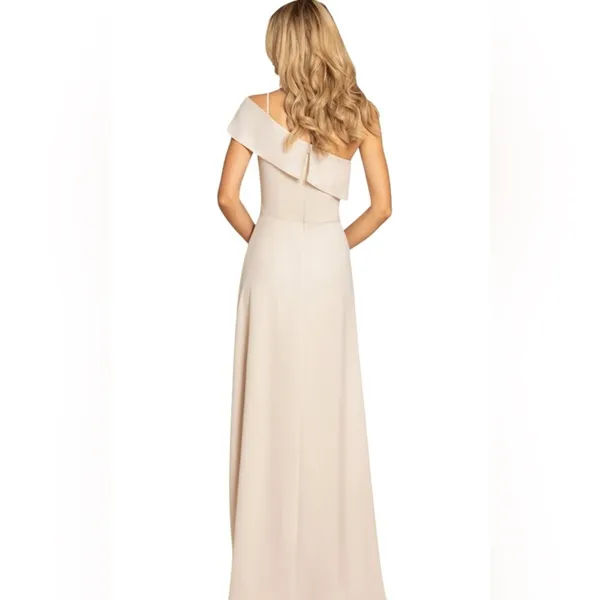 Hayley Paige Occasions One Shoulder Bridesmaid Gown Cashmere Size 22 NWT Maxi - Image 4
