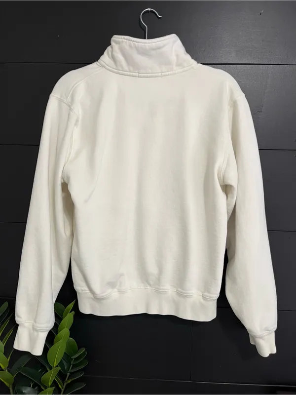 BRANDY MELVILLE White Quarter-zip Pullover Sweatshirt College Fall One Size EUC - Image 4