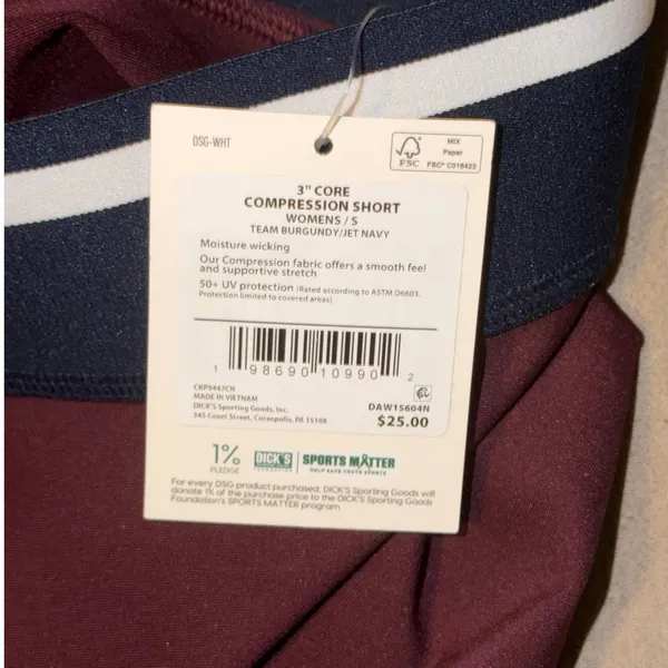 DSG Womens 3" Core Compression Shorts Burgundy Navy Blue DAW15604N Size S NEW - Image 6