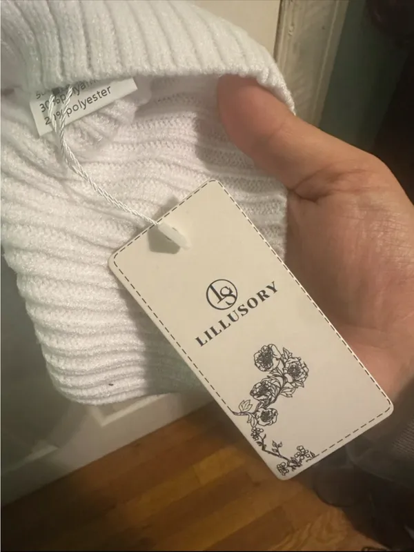 Cozy Cream Ribbed Turtleneck Sweater White - Image 3