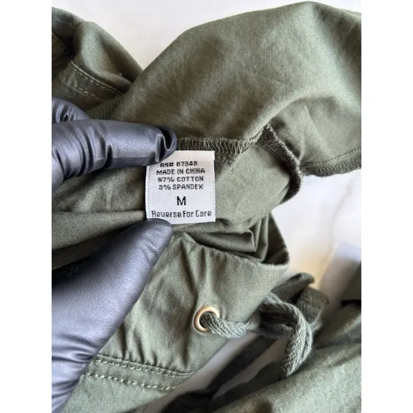 Palm Rio Womens Olive Green Floral Embroidered Cropped Jogger Pants Size M - Image 9