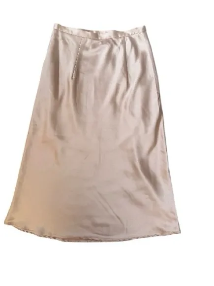 Commense Satin Midi Skirt Champagne Rose Gold Size Small Minimalist - Image 3