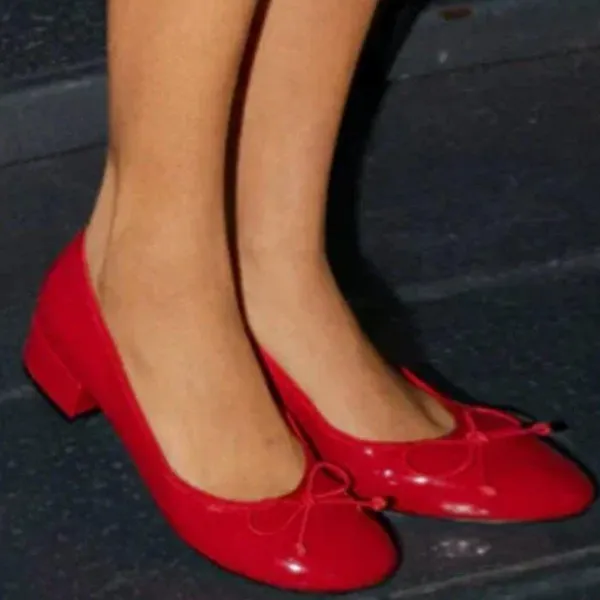NEW Steve Madden Cherish Red Patent Bow Slip On Flat - Image 5