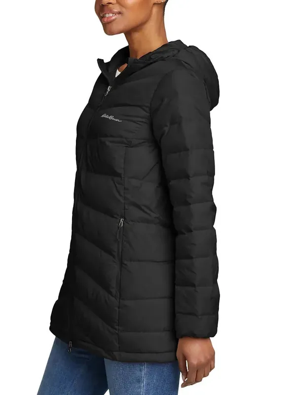 Eddie Bauer Hooded Chevron Down Parka Winter Coat Black XXL - Image 2