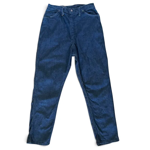 Vintage Wrangler High-Rise Tapered Straight Leg Blue Denim Jeans Made in USA L - Image 2