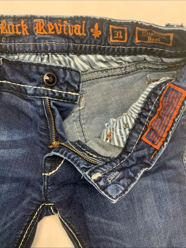 Rock Revival size 31 Eugenia denim Indigo Bootcut Jeans Contrast Stitching west - Image 10