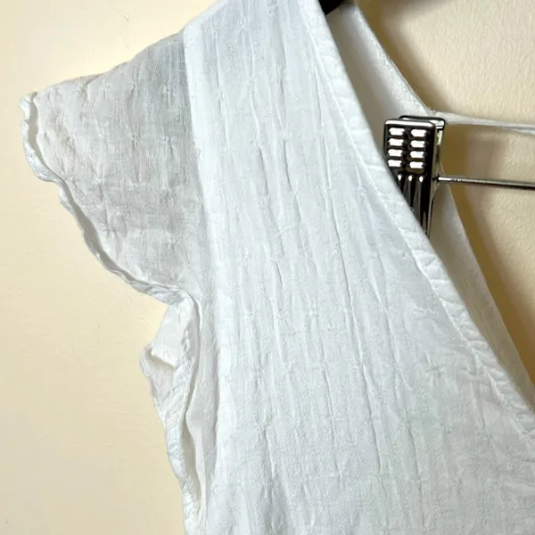 Abercrombie & Fitch‎ White Tiered Mini Dress Small V-Neck Flutter Sleeve Pockets - Image 3