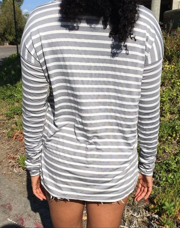 Aeropostale Gray and white striped long sleeve top - Image 5