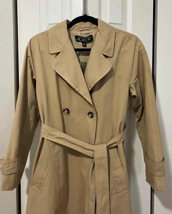 NOWT J. Crew Relaxed Heritage Chino Tan Trench Coat 100% Cotton (Size XXS) - Image 5