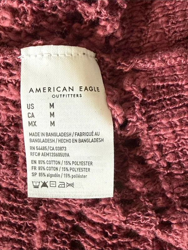 AMERICAN EAGLE Open-Front Knit Cardigan Rose Pink M NWT Boho Cottagecore - Image 4