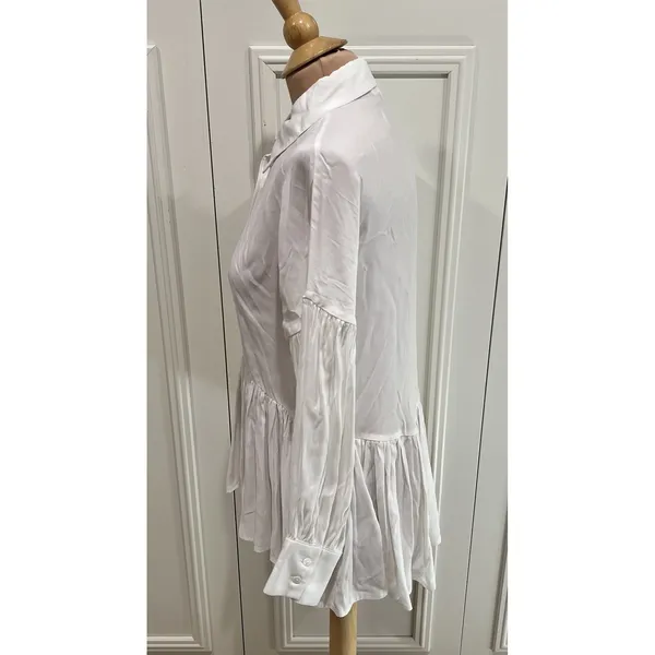 A Mente Women's White High Low‎ Blouse Size Small Peasant Poet Victorian - Image 7
