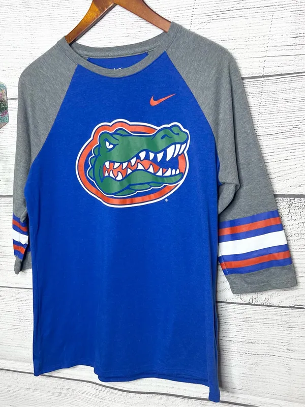 NIKE University of Florida Gators Blue & Orange Sporty Raglan Tee Size Large - Image 2