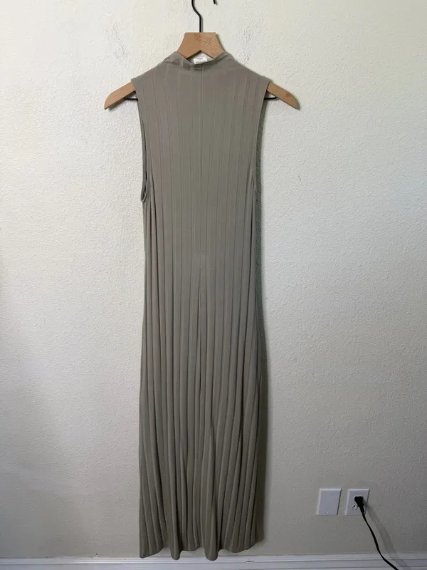 Aritzia Wilfred Leo Midi Ribbed Dress in Silent Storm Green Womens‎ Size M - Image 10