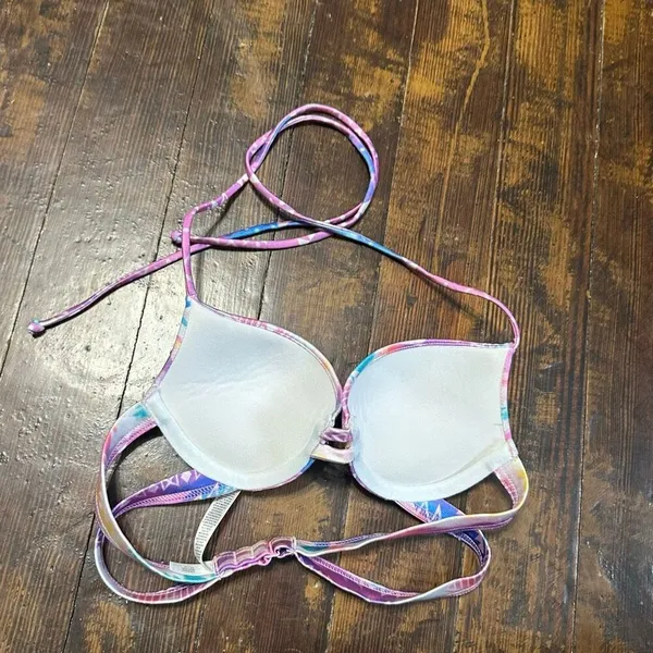 Victoria’s Secret tie dye multicolor XS halter strappy bikini top - Image 2