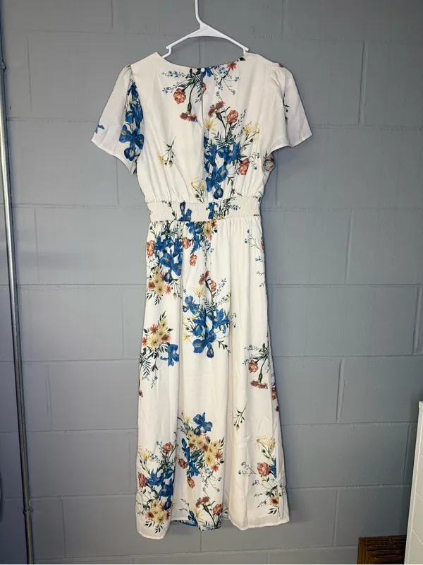 NWT Baltic Born Kristen Midi Dress in Cream Floral Women’s Size XS Smocked Back - Image 6