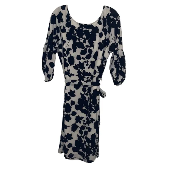 Vertigo Paris Large Black Cream Floral Parisian Chic Tie Waist Romantic Midi - Image 2