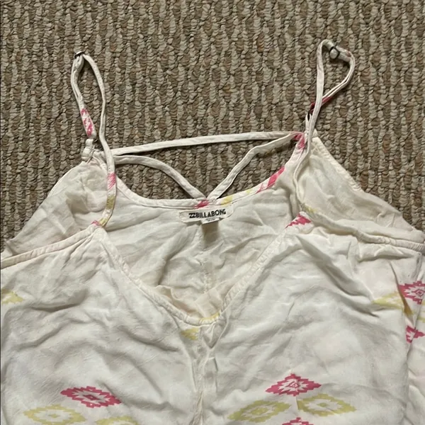 Billabong Asymmetrical Dress in Cream and Pink - Image 2