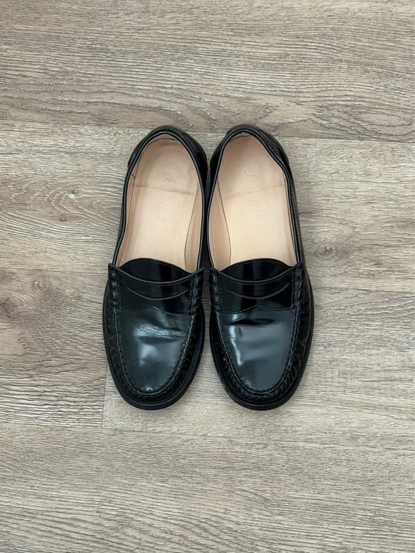 Black Patent Leather Loafers J Crew 8 - Image 2