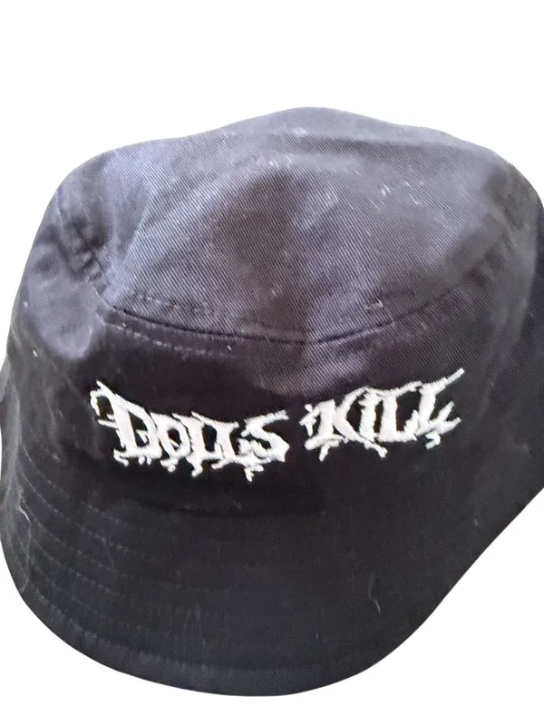 DOLLS KILL Black White Logo Bucket Hat One Size - Image 4