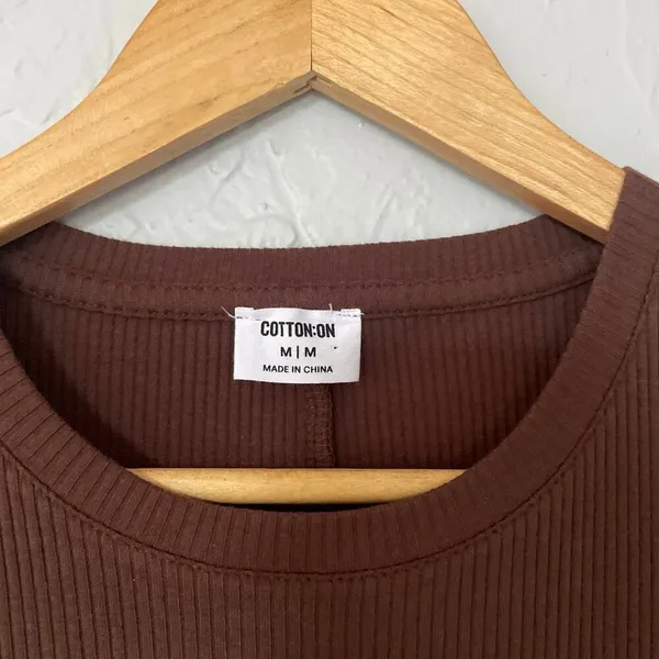 Cotton On Chocolate Brown T shirt Ribbed Maxi Dress Minimalist Basic Casual sz M - Image 3