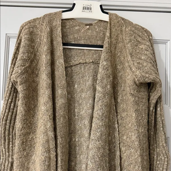 Free People Cozy Tan Women's Sweater Beached Shelled Size XS Oversized - Image 2