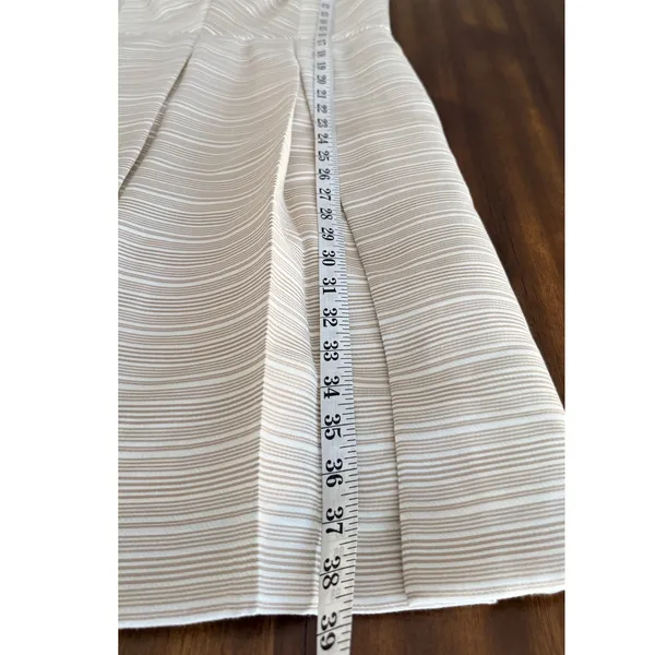Alex‎ Marie Beige White Striped V-Neck Pleated Sheath Dress Womens Size 12 - Image 11