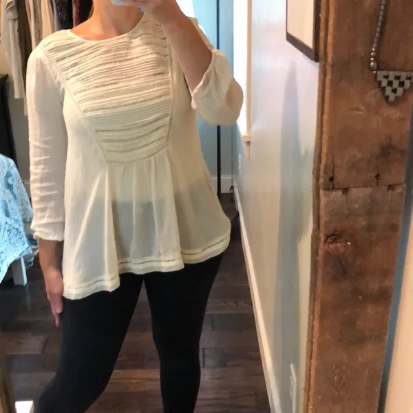 Kimchi Blue cream sheer boho blouse size large - Image 2