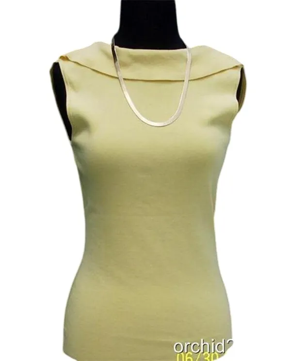 Cache Yellow Reversible Stretch Shawl Collar Top New Silk Nylon Knit $88 NWT - Image 2