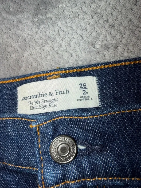 Abercrombie & Fitch 90s Straight Ultra High Rise Jeans Size 26/2R Dark Wash NEW - Image 8