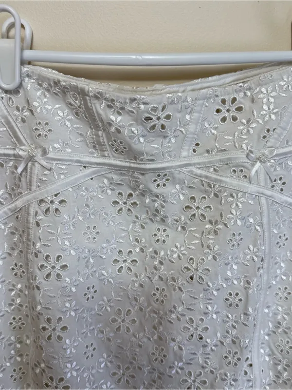 For Love and Lemons White Unlined Sophie Eyelet Skirt Mini Small Bachelorette - Image 10