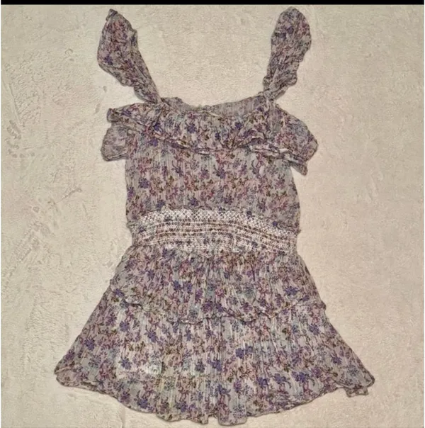 Loveshackfancy Shanely Printed Floral Mini Ruffle Dress size Medium - Image 6