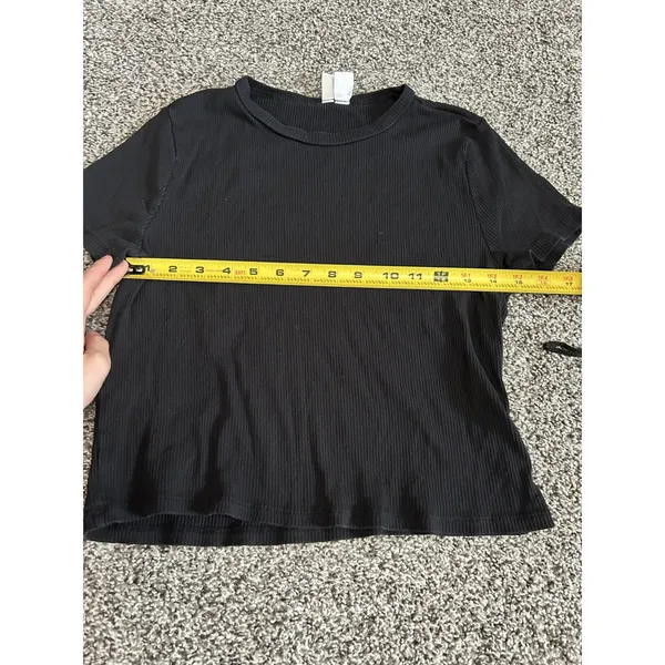 H&M Divided black ribbed short-sleeve crop top XL - Image 5