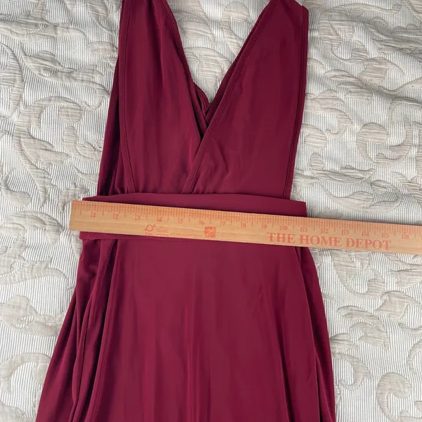 Boohoo Petite Burgundy V Neck Double Slit Maxi Dress US‎ 0 UK 4 Formal Gown Red - Image 5