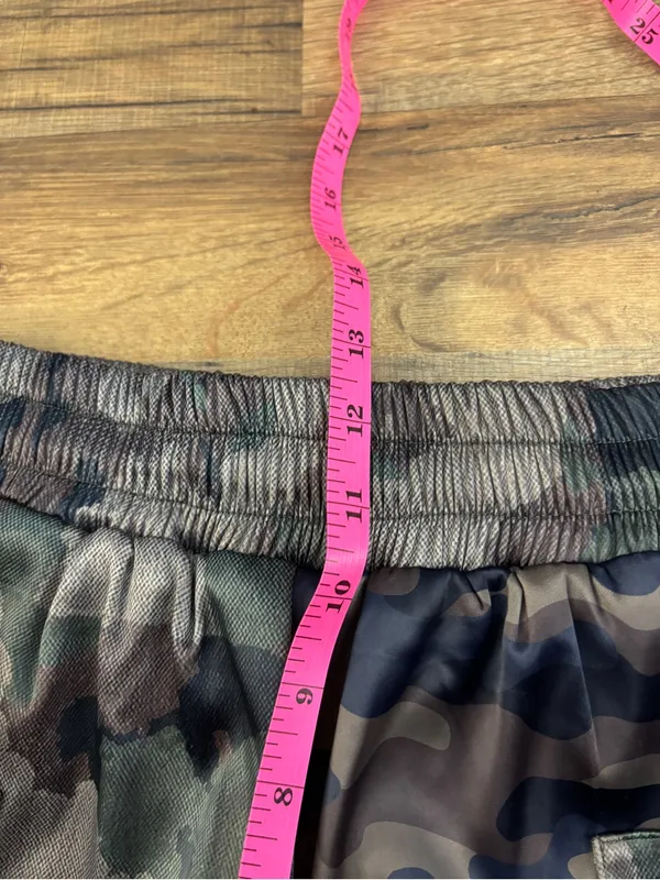 Maniere De Voir Patchwork Camo Print Cargo Drawstring Satin Jogger’s Women’s - Image 9