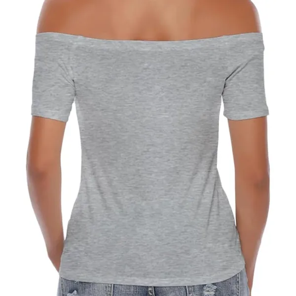 Women’s Off the shoulder, one shoulder slim fit short sleeved tee - Image 2