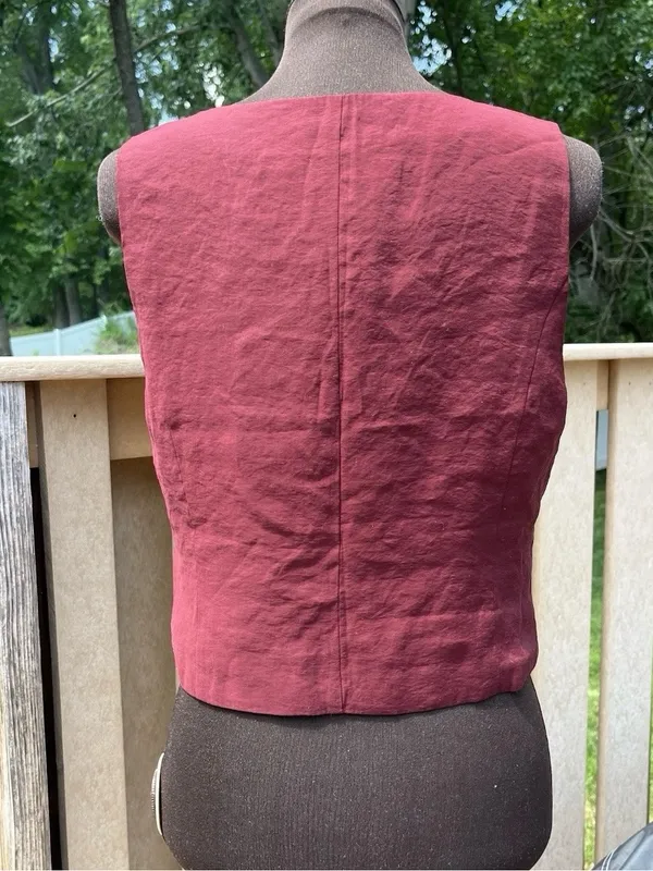 Madewell Women’s Maroon Cropped Vest Waistcoat Size 8 Preppy Classic Office Chic - Image 3