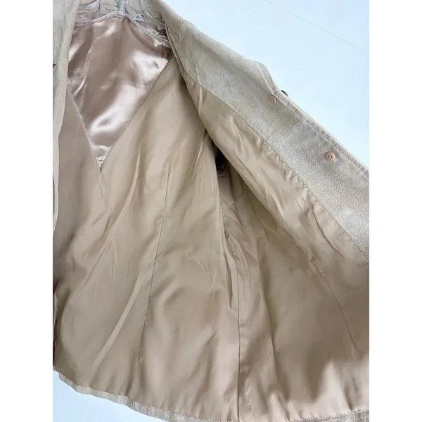 Vintage 90s Boho Suede Leather Blazer Tan Ruff Hewn Women's L - Image 12